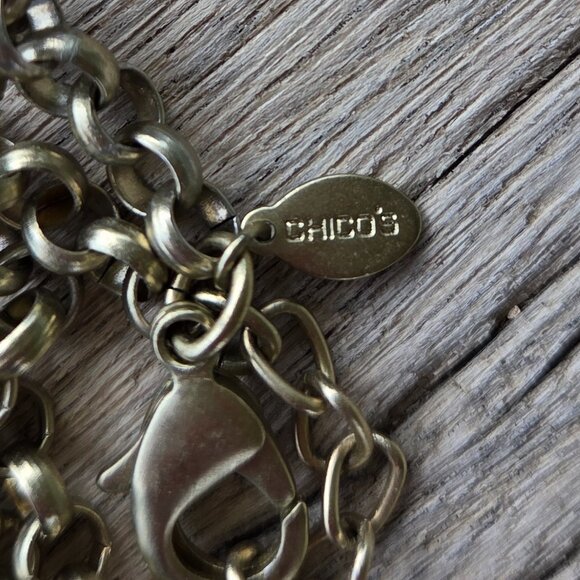 Chico's Goldtone Long Necklace with Chunky Stone Cross Pendant - Picture 3 of 6